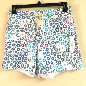 Sol Angles Shorts Medium Cazador Drawstring Fleece Leopard Blue Super Soft NEW